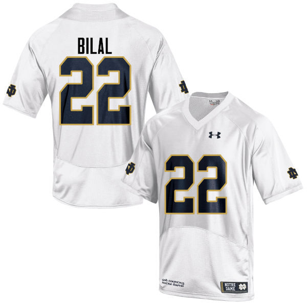 Men's NCAA Notre Dame Fighting Irish #22 Asmar Bilal Stitched College Under Armour Authentic White Football Jersey OV10W08VV